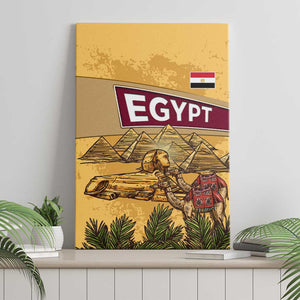 Egyptian Pyramids and Anubis Canvas Wall Art Camel Caravan Desert - African Pride