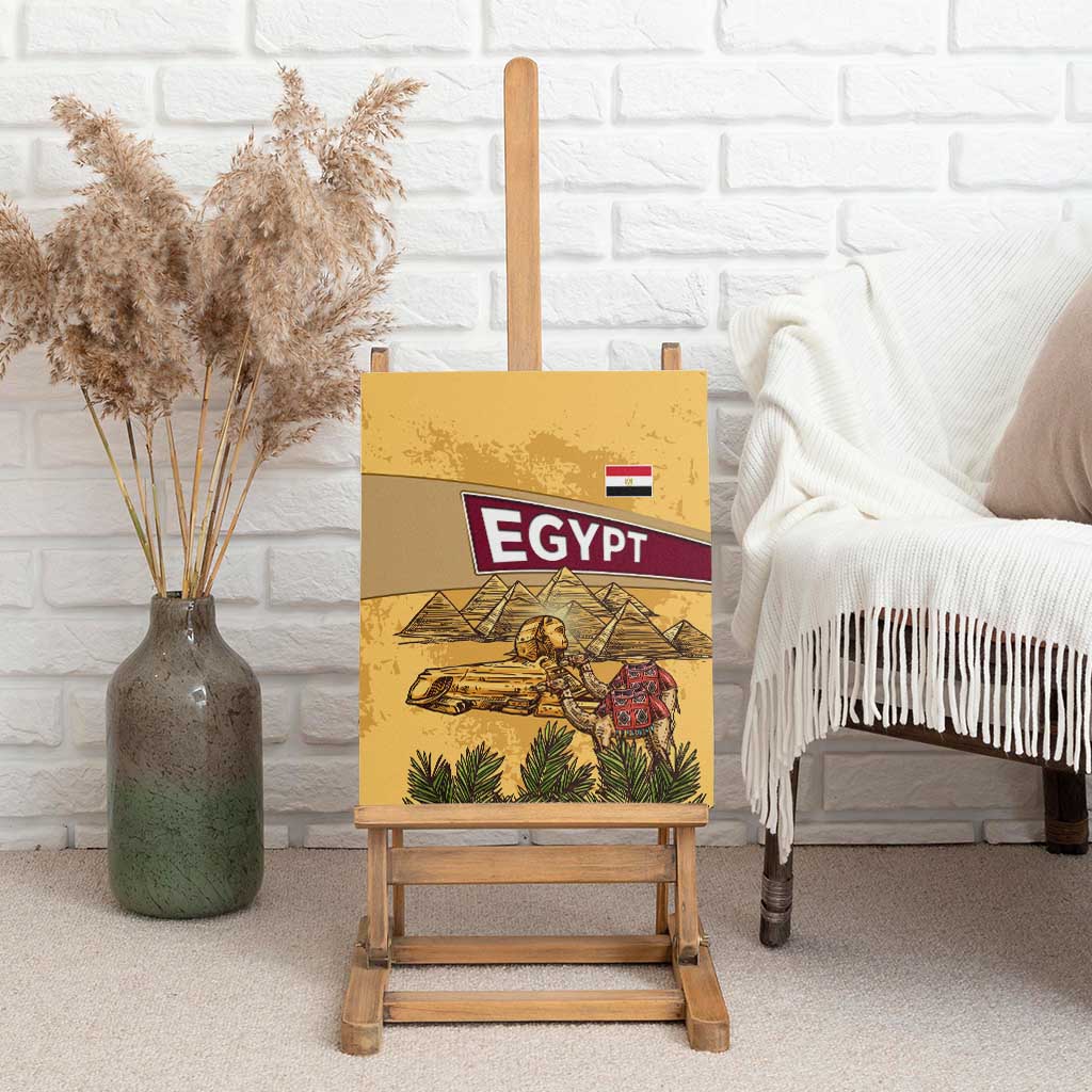 Egyptian Pyramids and Anubis Canvas Wall Art Camel Caravan Desert - African Pride