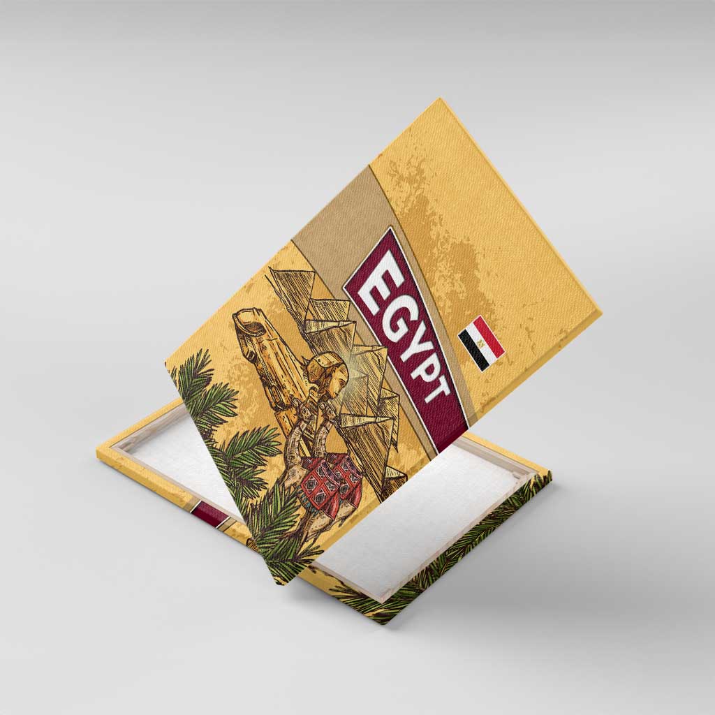 Egyptian Pyramids and Anubis Canvas Wall Art Camel Caravan Desert - African Pride
