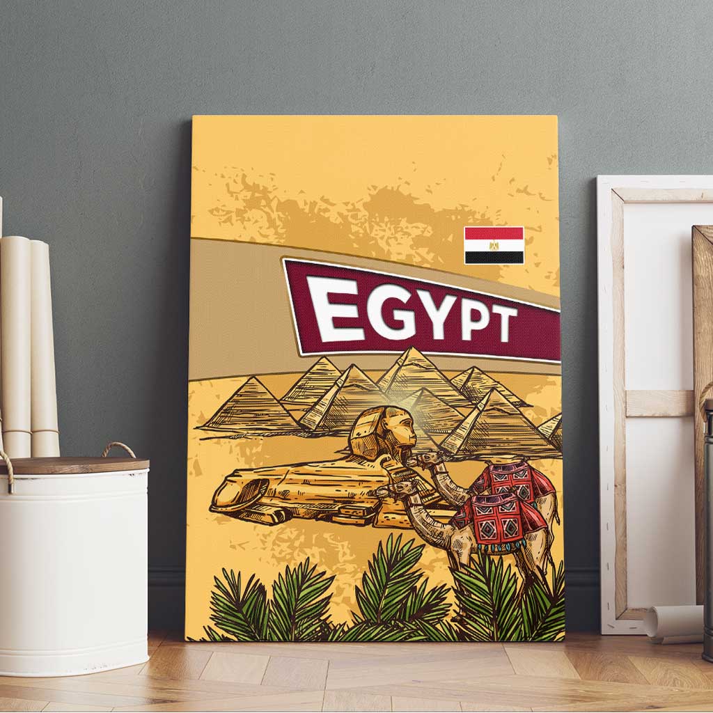 Egyptian Pyramids and Anubis Canvas Wall Art Camel Caravan Desert - African Pride