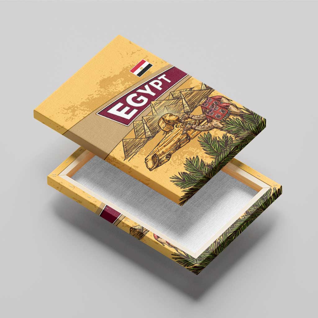 Egyptian Pyramids and Anubis Canvas Wall Art Camel Caravan Desert - African Pride