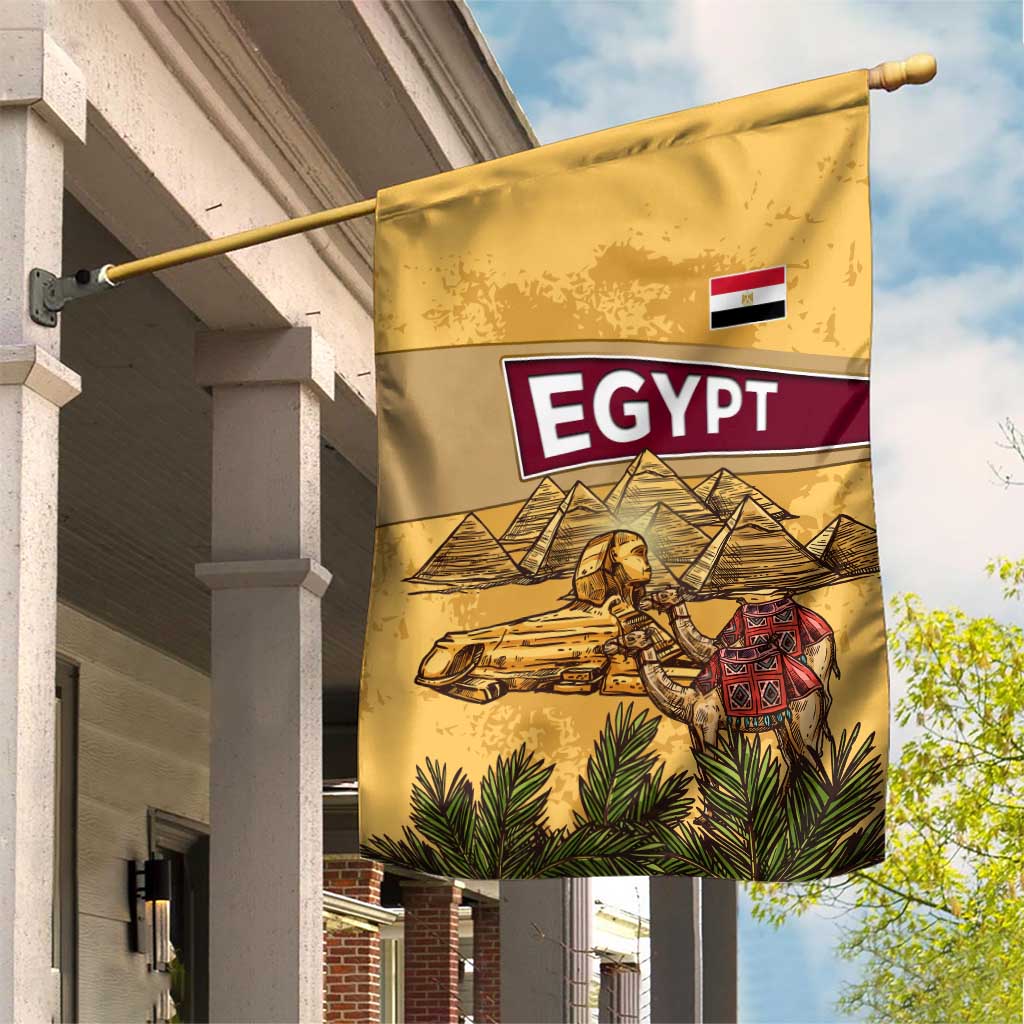 Egyptian Pyramids and Anubis Garden Flag Camel Caravan Desert - African Pride
