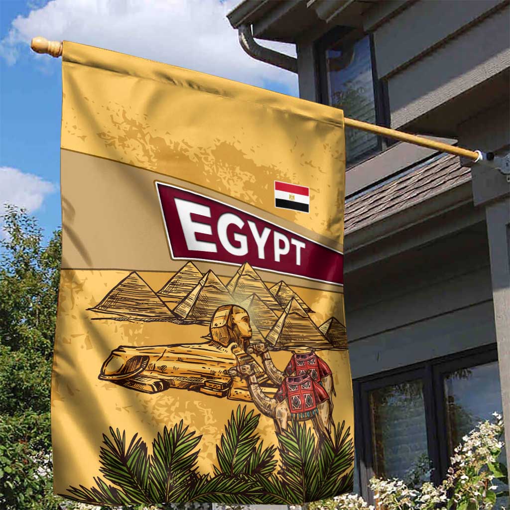 Egyptian Pyramids and Anubis Garden Flag Camel Caravan Desert - African Pride