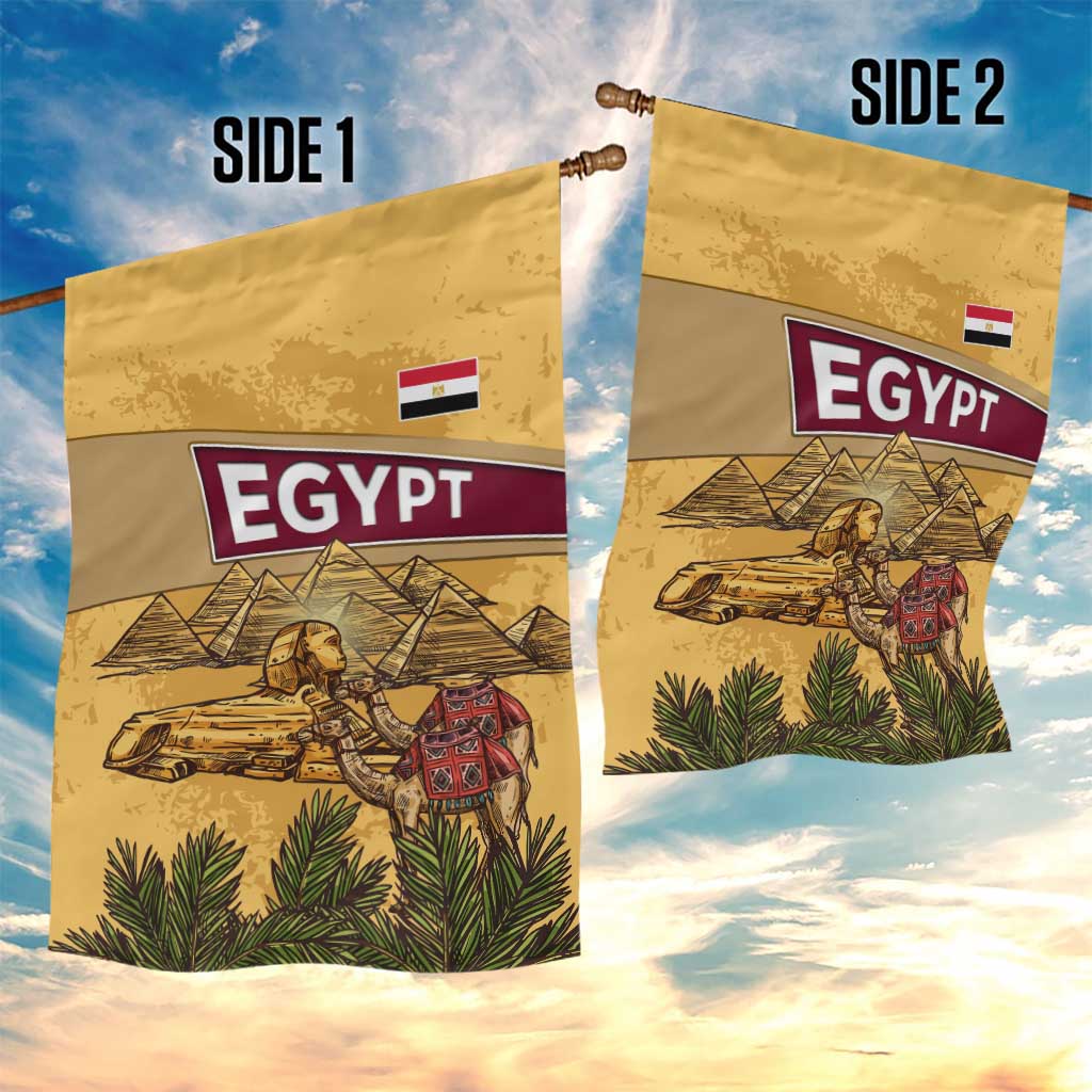 Egyptian Pyramids and Anubis Garden Flag Camel Caravan Desert - African Pride