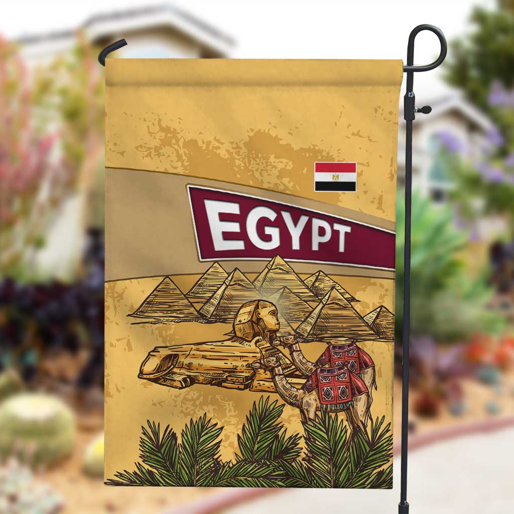 Egyptian Pyramids and Anubis Garden Flag Camel Caravan Desert - African Pride