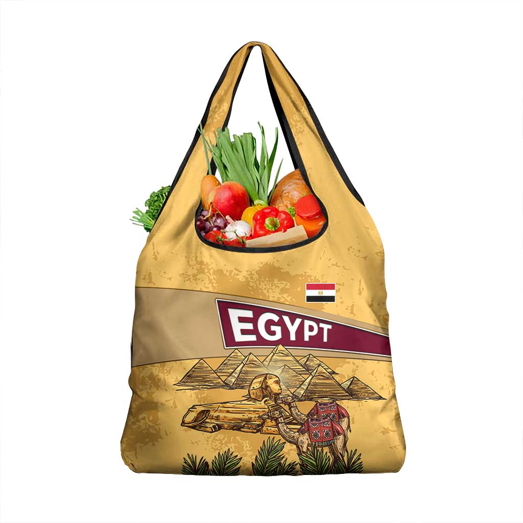 Egyptian Pyramids and Anubis Grocery Bag Camel Caravan Desert - African Pride