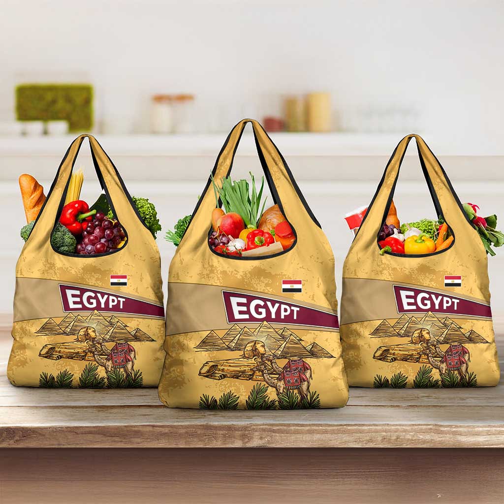 Egyptian Pyramids and Anubis Grocery Bag Camel Caravan Desert - African Pride
