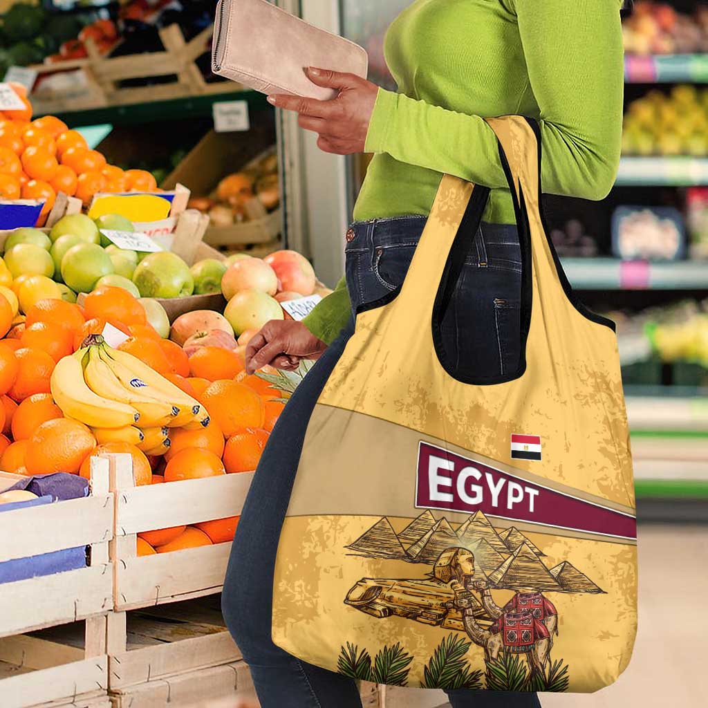 Egyptian Pyramids and Anubis Grocery Bag Camel Caravan Desert - African Pride