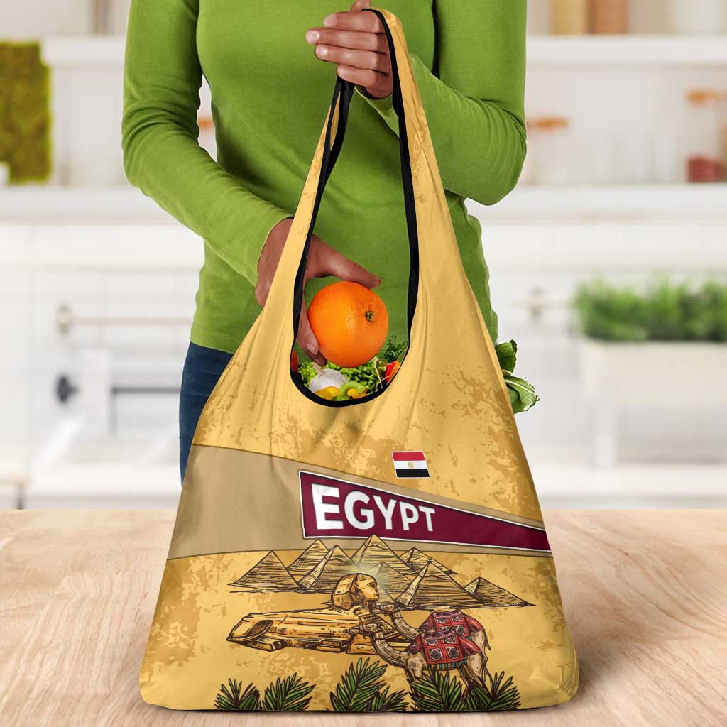Egyptian Pyramids and Anubis Grocery Bag Camel Caravan Desert - African Pride