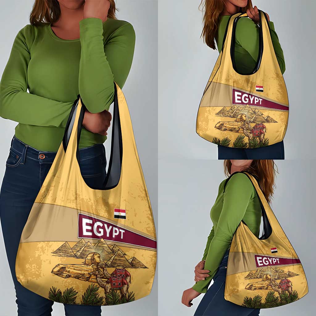Egyptian Pyramids and Anubis Grocery Bag Camel Caravan Desert - African Pride