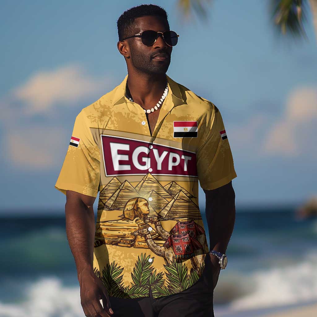 Egyptian Pyramids and Anubis Hawaiian Shirt Camel Caravan Desert - African Pride