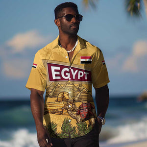 Egyptian Pyramids and Anubis Hawaiian Shirt Camel Caravan Desert - African Pride