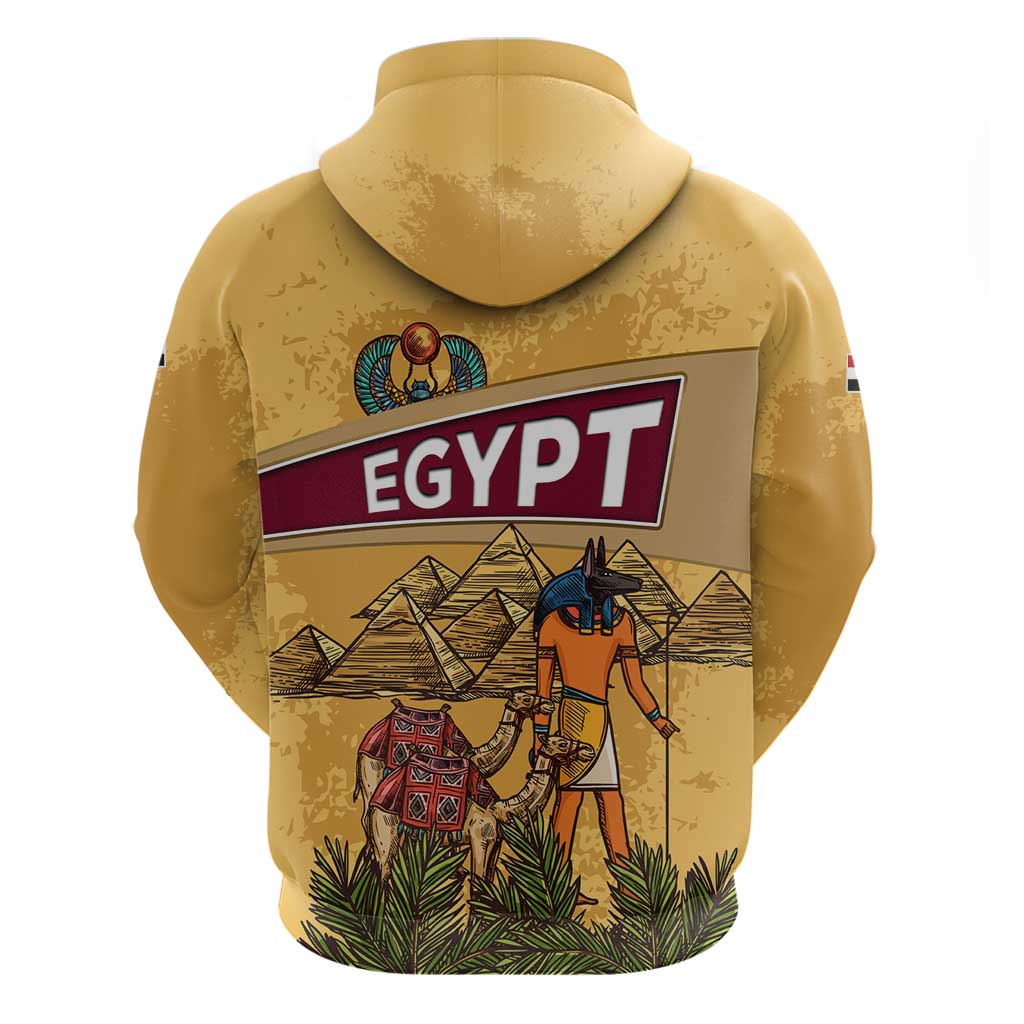 Egyptian Pyramids and Anubis Hoodie Camel Caravan Desert - African Pride