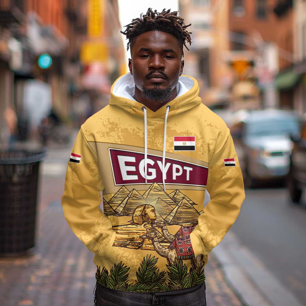 Egyptian Pyramids and Anubis Hoodie Camel Caravan Desert - African Pride
