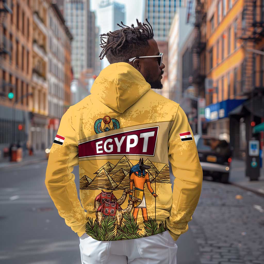 Egyptian Pyramids and Anubis Hoodie Camel Caravan Desert - African Pride