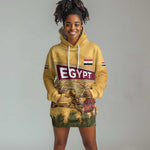 Egyptian Pyramids and Anubis Hoodie Dress Camel Caravan Desert - African Pride