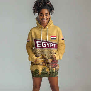 Egyptian Pyramids and Anubis Hoodie Dress Camel Caravan Desert - African Pride