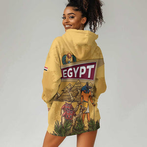 Egyptian Pyramids and Anubis Hoodie Dress Camel Caravan Desert - African Pride