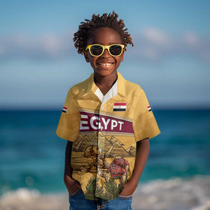 Egyptian Pyramids and Anubis Kid Hawaiian Shirt Camel Caravan Desert - African Pride