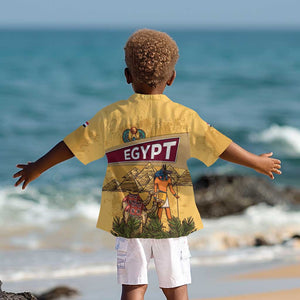 Egyptian Pyramids and Anubis Kid Hawaiian Shirt Camel Caravan Desert - African Pride
