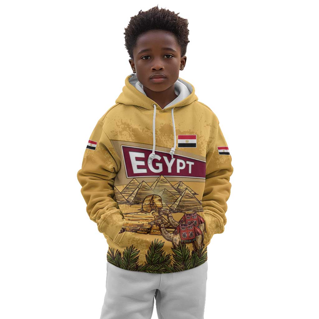 Egyptian Pyramids and Anubis Kid Hoodie Camel Caravan Desert - African Pride