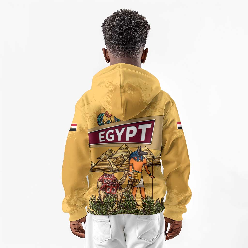 Egyptian Pyramids and Anubis Kid Hoodie Camel Caravan Desert - African Pride
