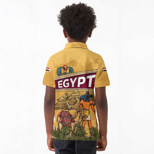 Egyptian Pyramids and Anubis Kid Polo Shirt Camel Caravan Desert - African Pride
