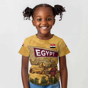 Egyptian Pyramids and Anubis Kid T shirt Camel Caravan Desert - African Pride