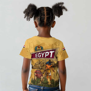 Egyptian Pyramids and Anubis Kid T shirt Camel Caravan Desert - African Pride