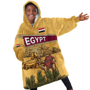 Egyptian Pyramids and Anubis Kid Wearable Blanket Hoodie Camel Caravan Desert - African Pride