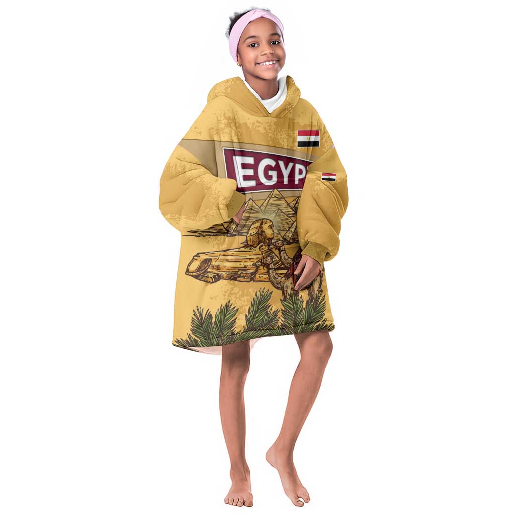 Egyptian Pyramids and Anubis Kid Wearable Blanket Hoodie Camel Caravan Desert - African Pride