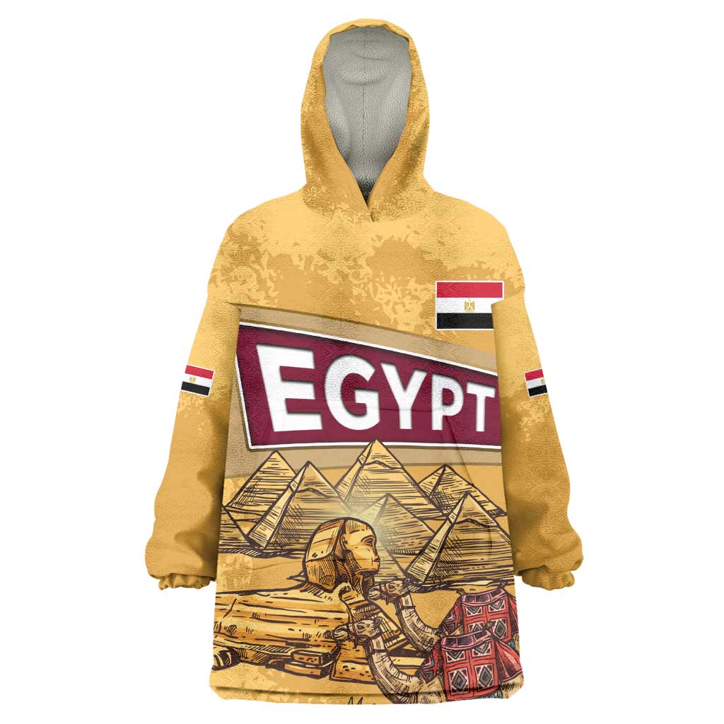 Egyptian Pyramids and Anubis Kid Wearable Blanket Hoodie Camel Caravan Desert - African Pride