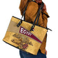 Egyptian Pyramids and Anubis Leather Tote Bag Camel Caravan Desert - African Pride