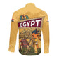 Egyptian Pyramids and Anubis Long Sleeve Button Shirt Camel Caravan Desert - African Pride