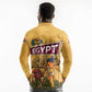 Egyptian Pyramids and Anubis Long Sleeve Polo Shirt Camel Caravan Desert - African Pride