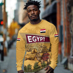 Egyptian Pyramids and Anubis Long Sleeve Shirt Camel Caravan Desert - African Pride
