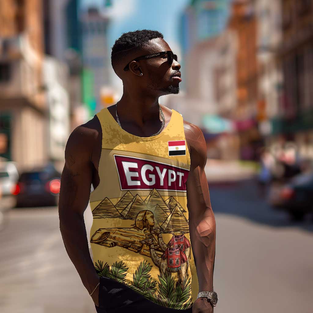 Egyptian Pyramids and Anubis Men Tank Top Camel Caravan Desert - African Pride