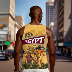 Egyptian Pyramids and Anubis Men Tank Top Camel Caravan Desert - African Pride