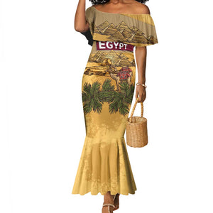 Egyptian Pyramids and Anubis Mermaid Dress Camel Caravan Desert - African Pride