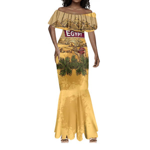 Egyptian Pyramids and Anubis Mermaid Dress Camel Caravan Desert - African Pride