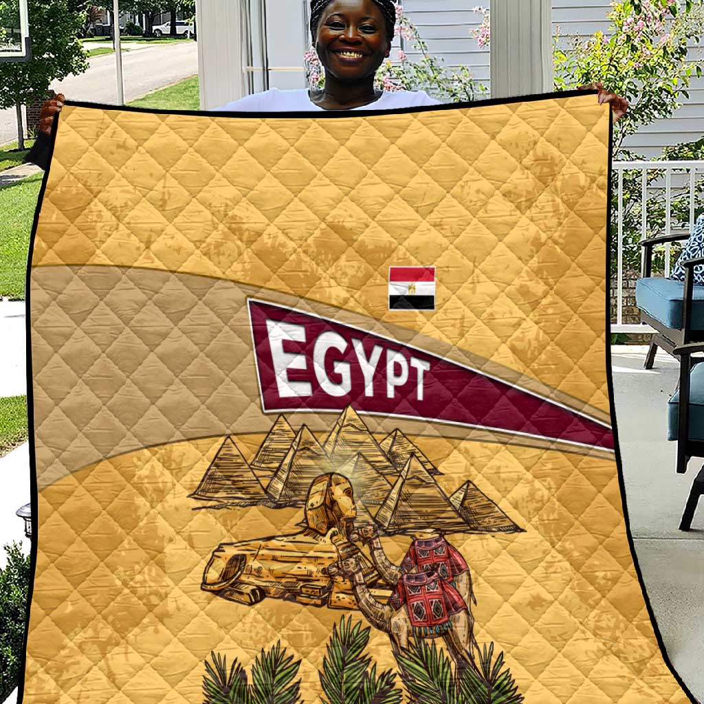Egyptian Pyramids and Anubis Quilt Camel Caravan Desert - African Pride