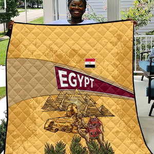 Egyptian Pyramids and Anubis Quilt Camel Caravan Desert - African Pride