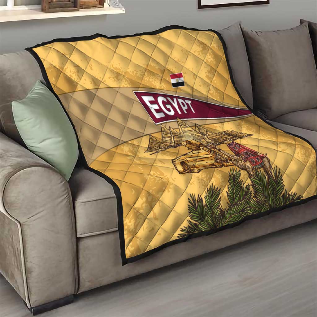 Egyptian Pyramids and Anubis Quilt Camel Caravan Desert - African Pride