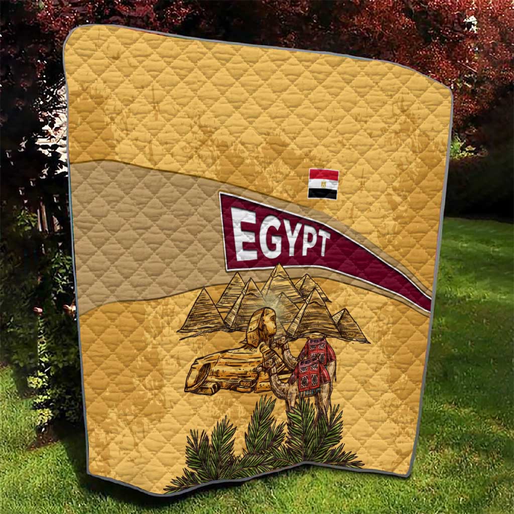 Egyptian Pyramids and Anubis Quilt Camel Caravan Desert - African Pride