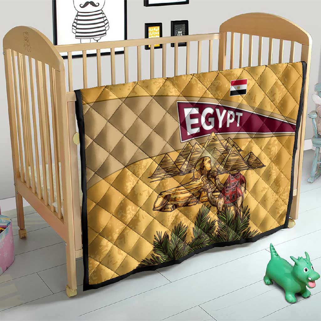 Egyptian Pyramids and Anubis Quilt Camel Caravan Desert - African Pride
