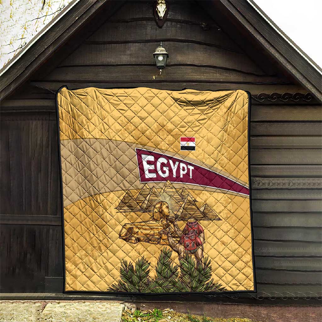 Egyptian Pyramids and Anubis Quilt Camel Caravan Desert - African Pride