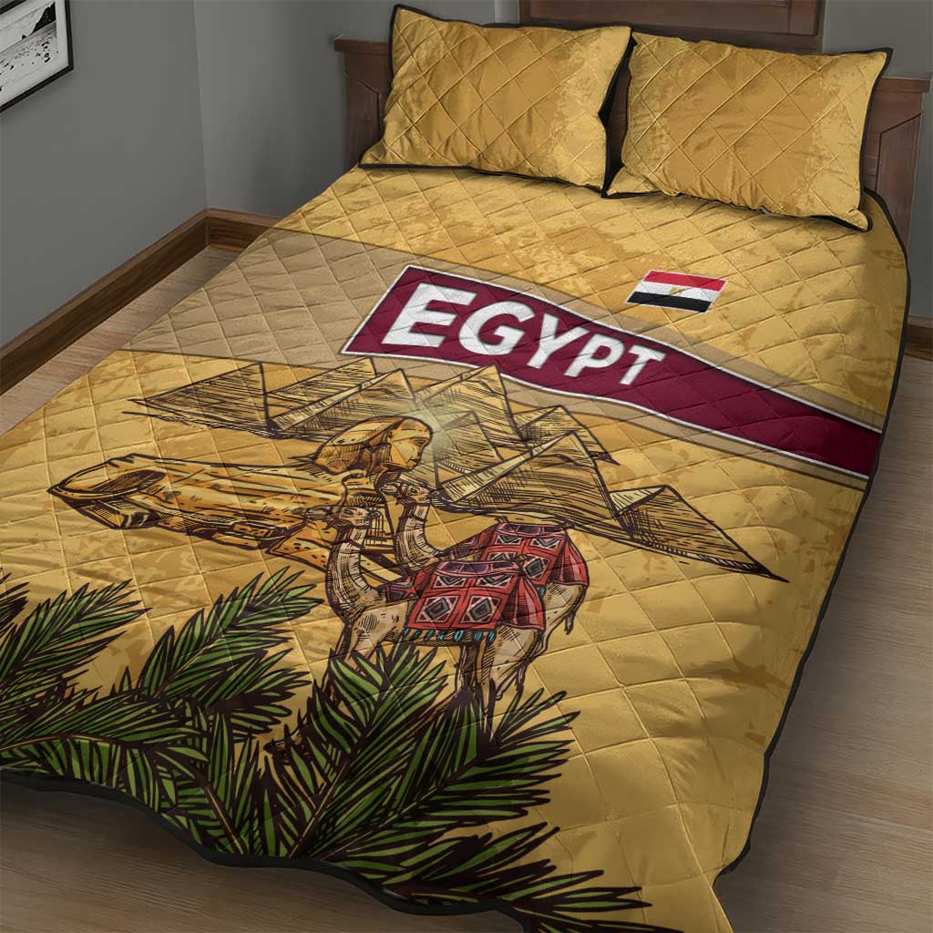 Egyptian Pyramids and Anubis Quilt Bed Set Camel Caravan Desert - African Pride