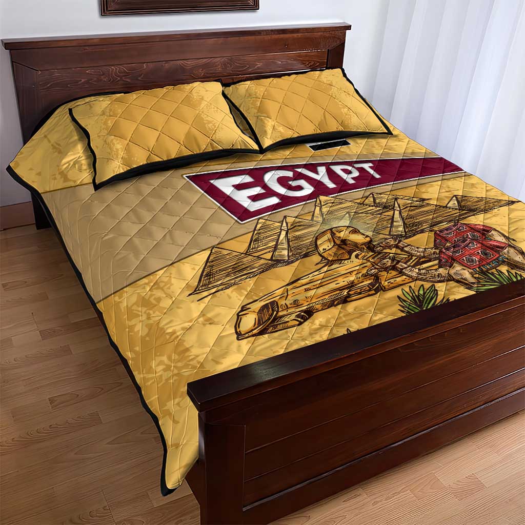 Egyptian Pyramids and Anubis Quilt Bed Set Camel Caravan Desert - African Pride