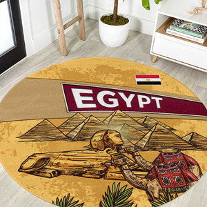 Egyptian Pyramids and Anubis Round Carpet Camel Caravan Desert - African Pride