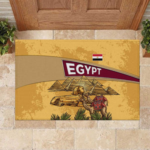 Egyptian Pyramids and Anubis Rubber Doormat Camel Caravan Desert - African Pride
